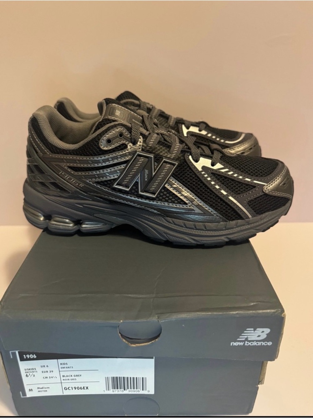 New Balance Black & Gray 1906 Running Sneakers